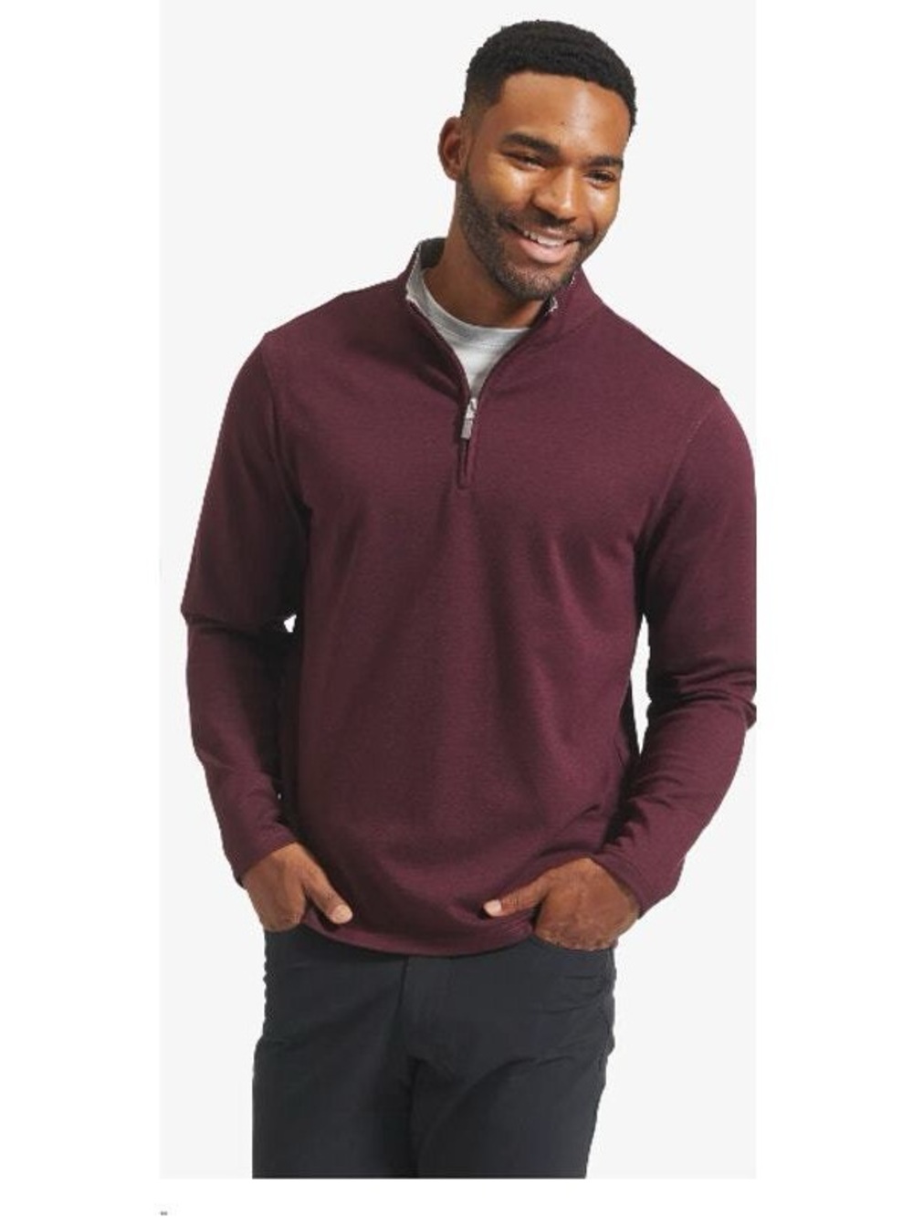 Mizzen+Main Mens Proflex 1/4 Zip Pullover Performance Classic Burgundy Maroon XL